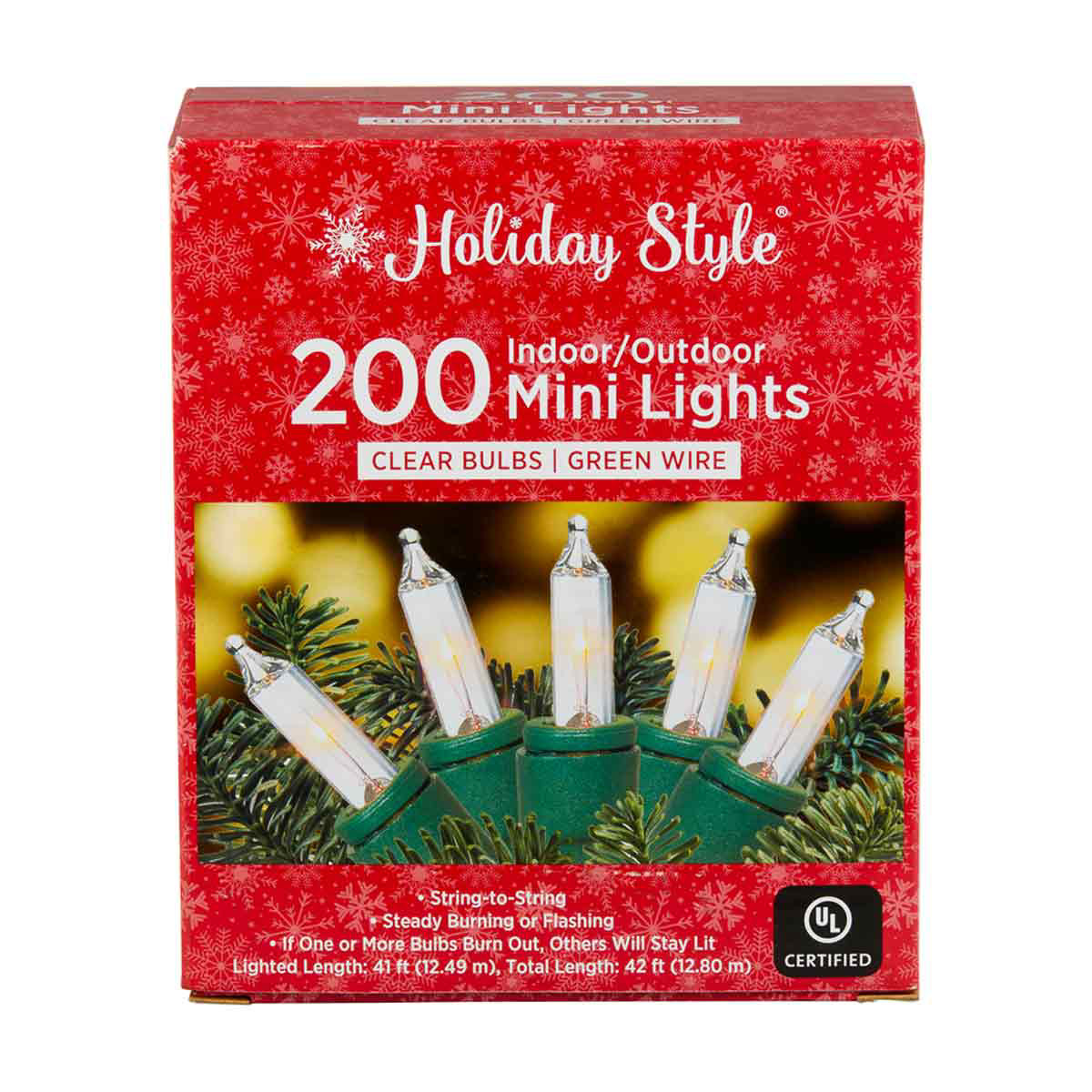 Holiday Style Mini Bulb Christmas Lights, 200 Ct - Assorted