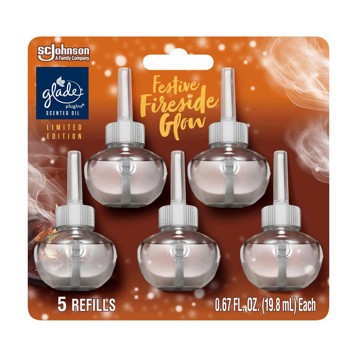 Glade Plugins Air Freshener Scented Oil Refills Festive Fireside Glow