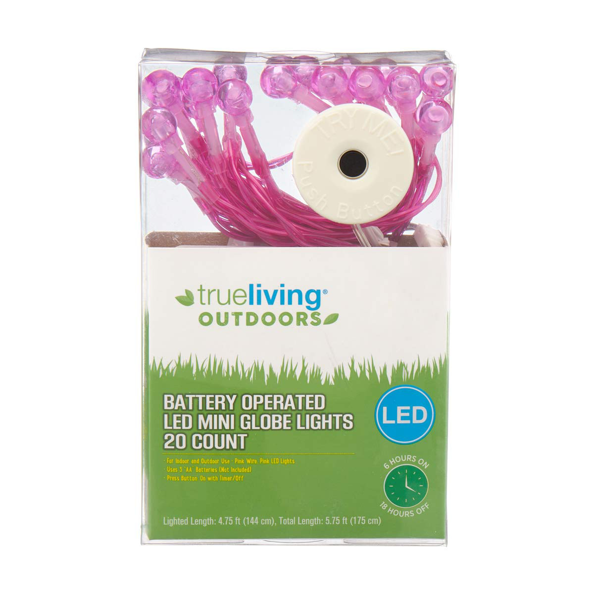 True Living Outdoors Battery Operated LED Mini Globe Lights 20 ct Assorted