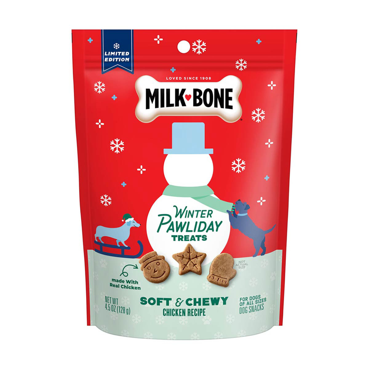 Milk-Bone Winter Pawliday Soft & Chewy Dog Treats - Chicken Recipe, 4.5 Oz