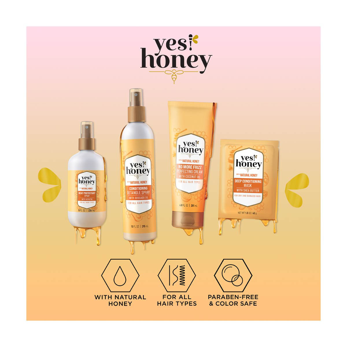 Yes Honey No More Frizz Perfecting Hair Cream 6.8 Fl Oz