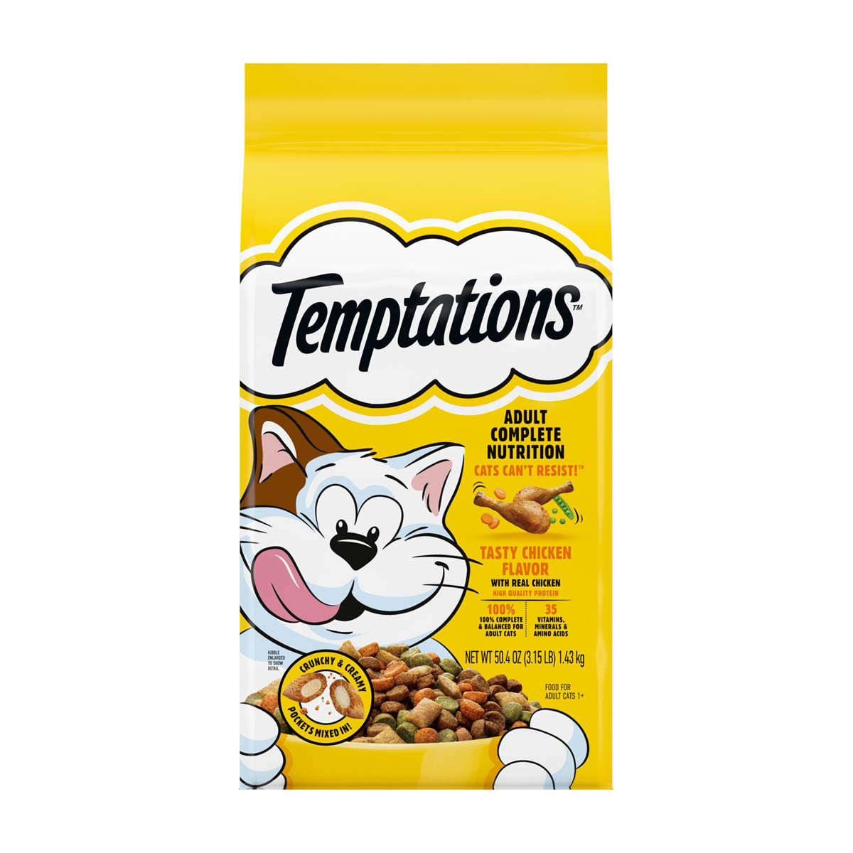 Temptations Adult Dry Cat Food Tasty Chicken Flavor 3.15 Lb