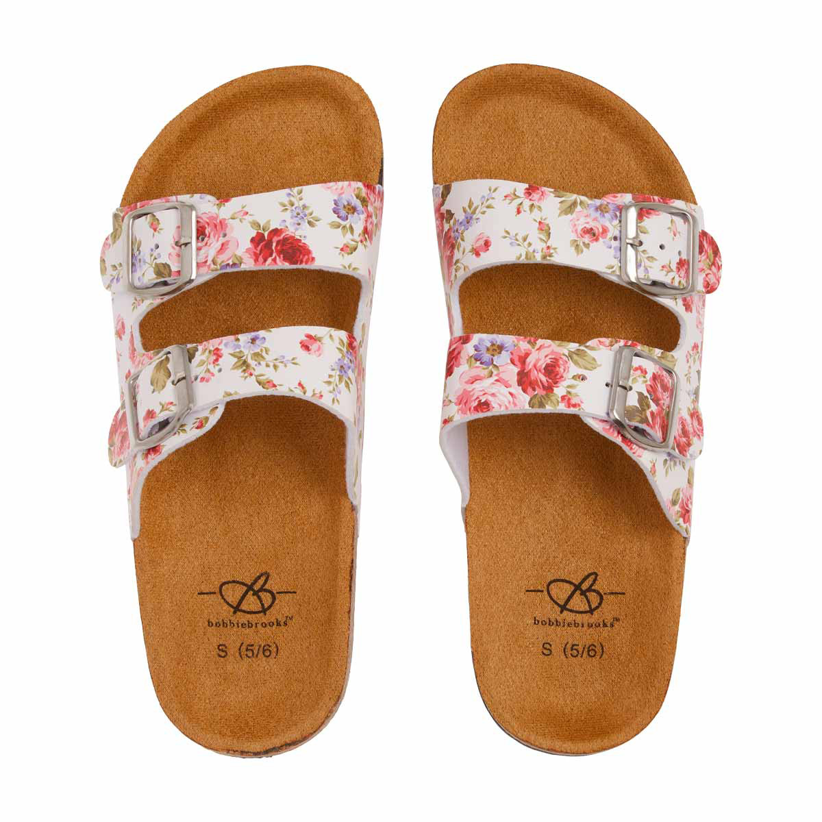 Bobbie Brooks Floral Printed Flat Cork Sandals Small