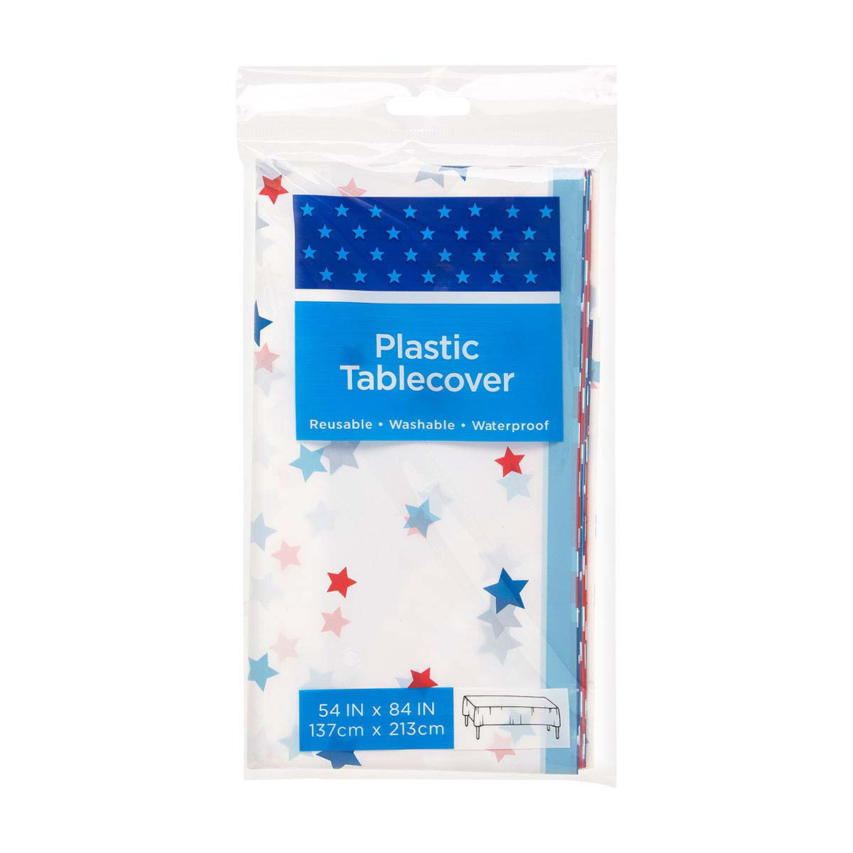 Patriotic Plastic Tablecover, 54 x 84 in