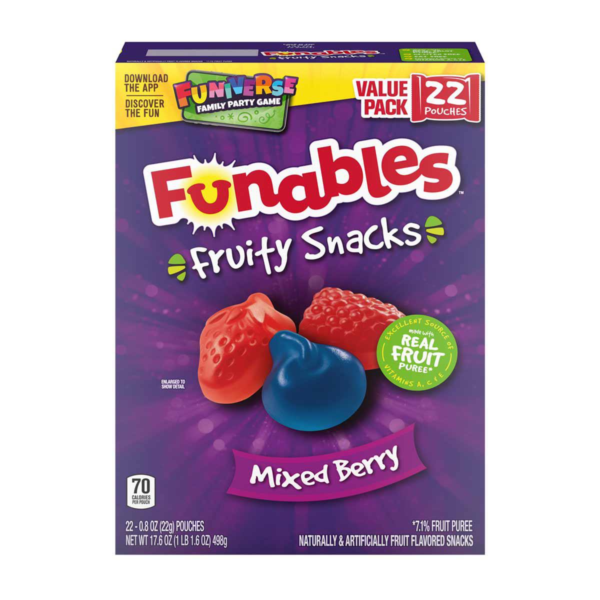 Funables Fruity Snacks, Mixed Berry Value Pack, 22 ct