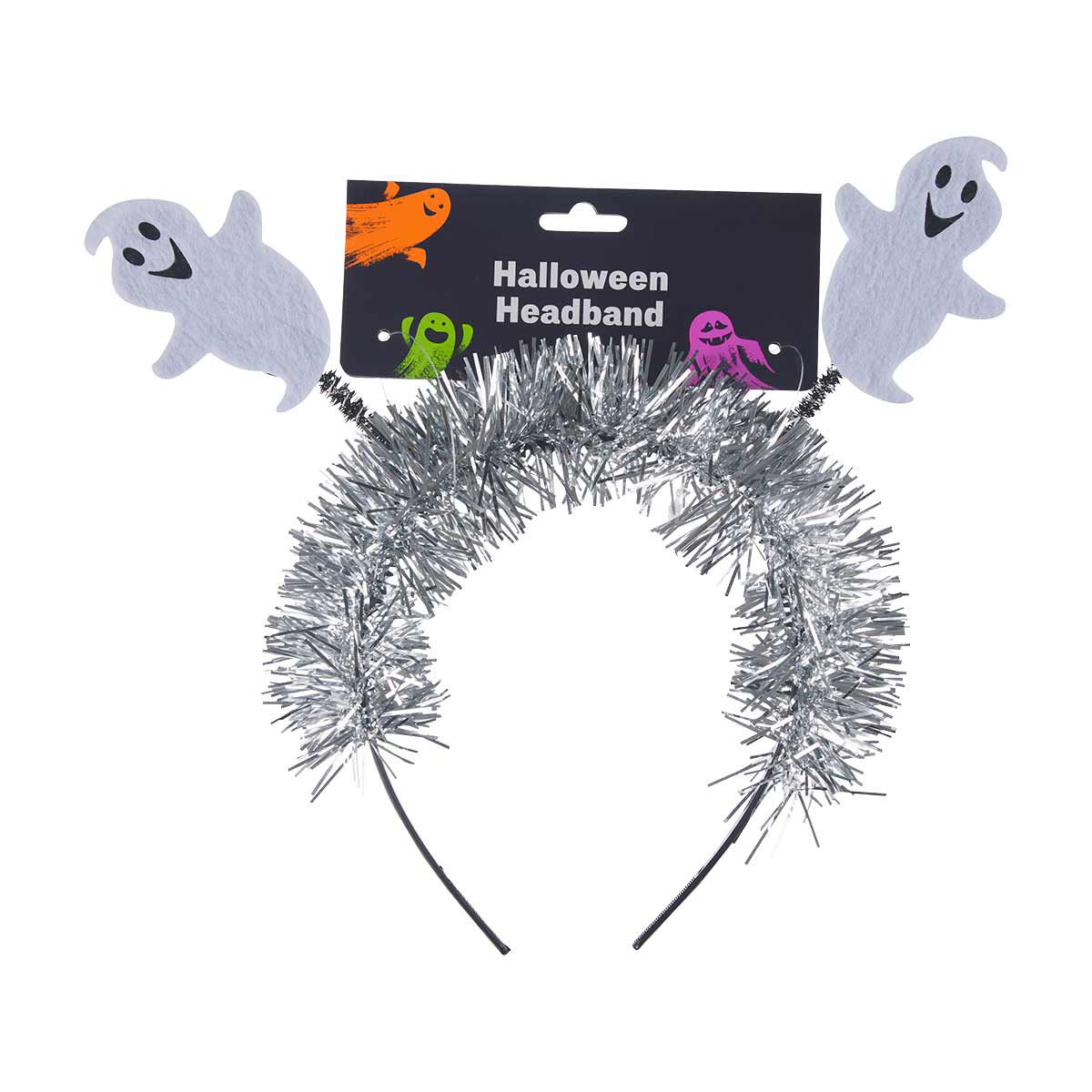 Halloween Bobble Headband with Silver Tinsel, Assorted