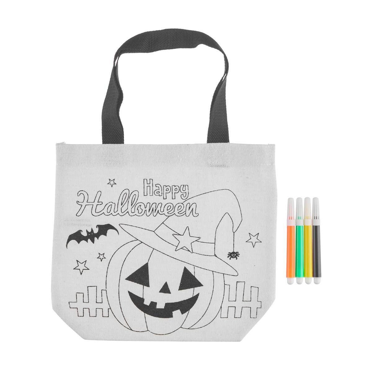 Halloween DIY Tote Bag with Markers Assorted