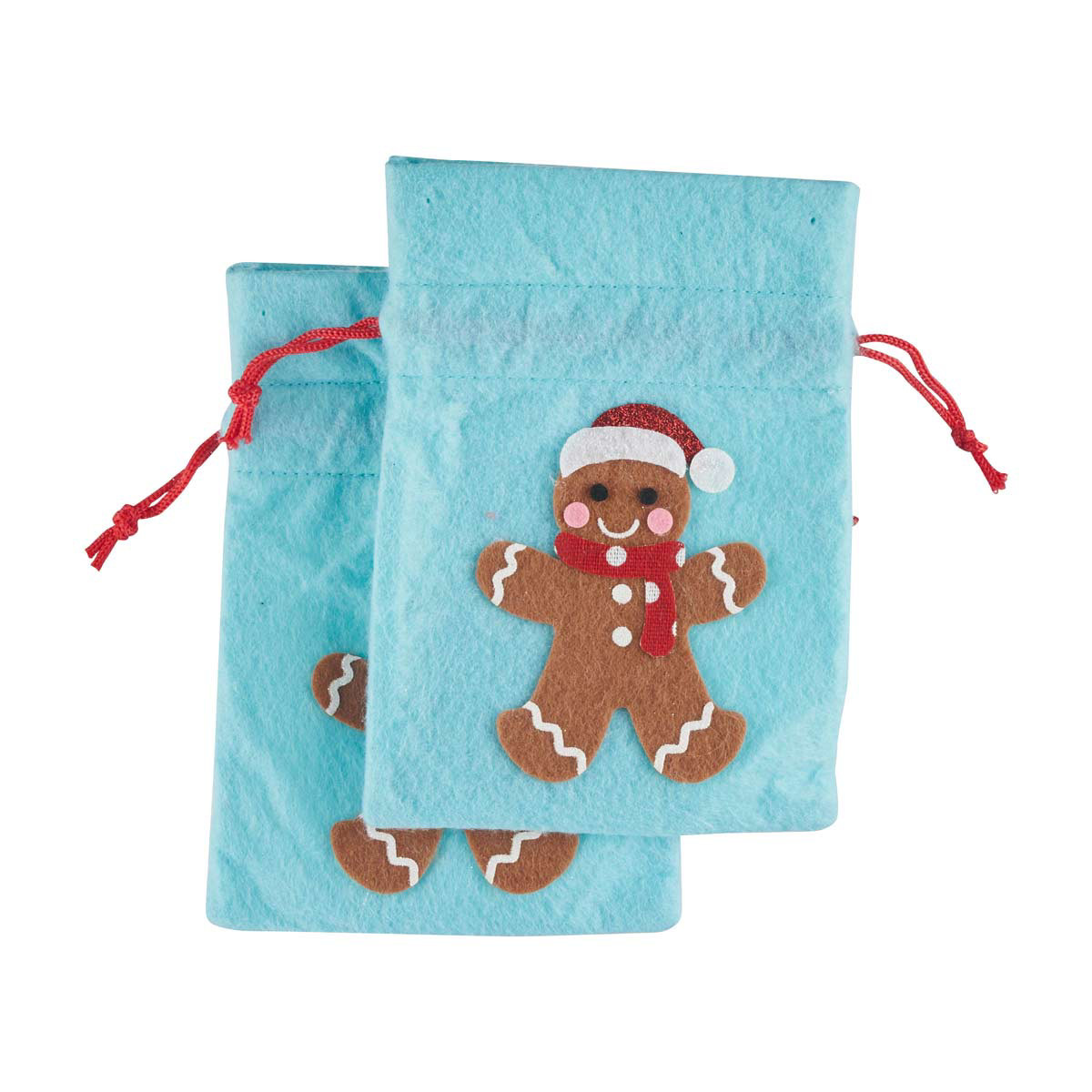 Holiday Style Christmas Mini Felt Drawstring Bags 2 ct Assorted