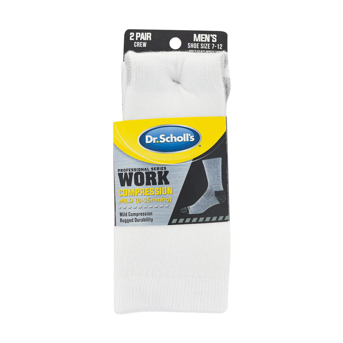 Dr. Scholl s Men s Professional Series Work Compression Socks White 2 Pair