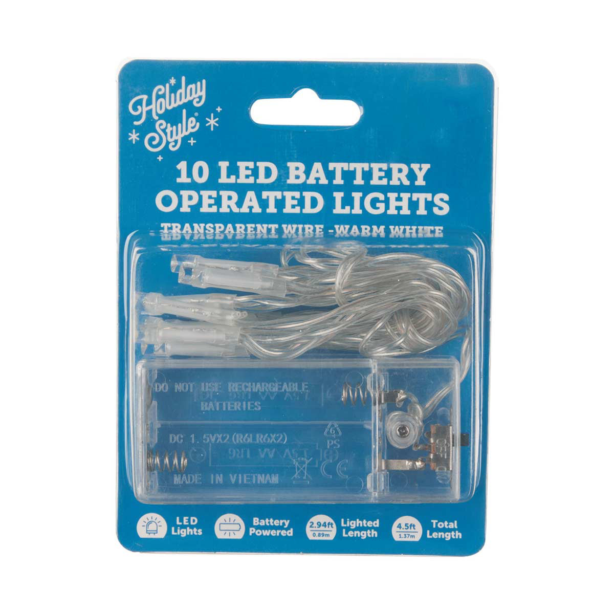 Holiday Style 10 LED Battery Operated Lights Assorted
