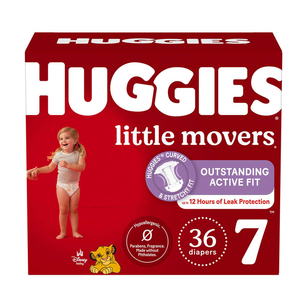 Huggies Little Movers Baby Diapers, Size 7 - 36 Ct