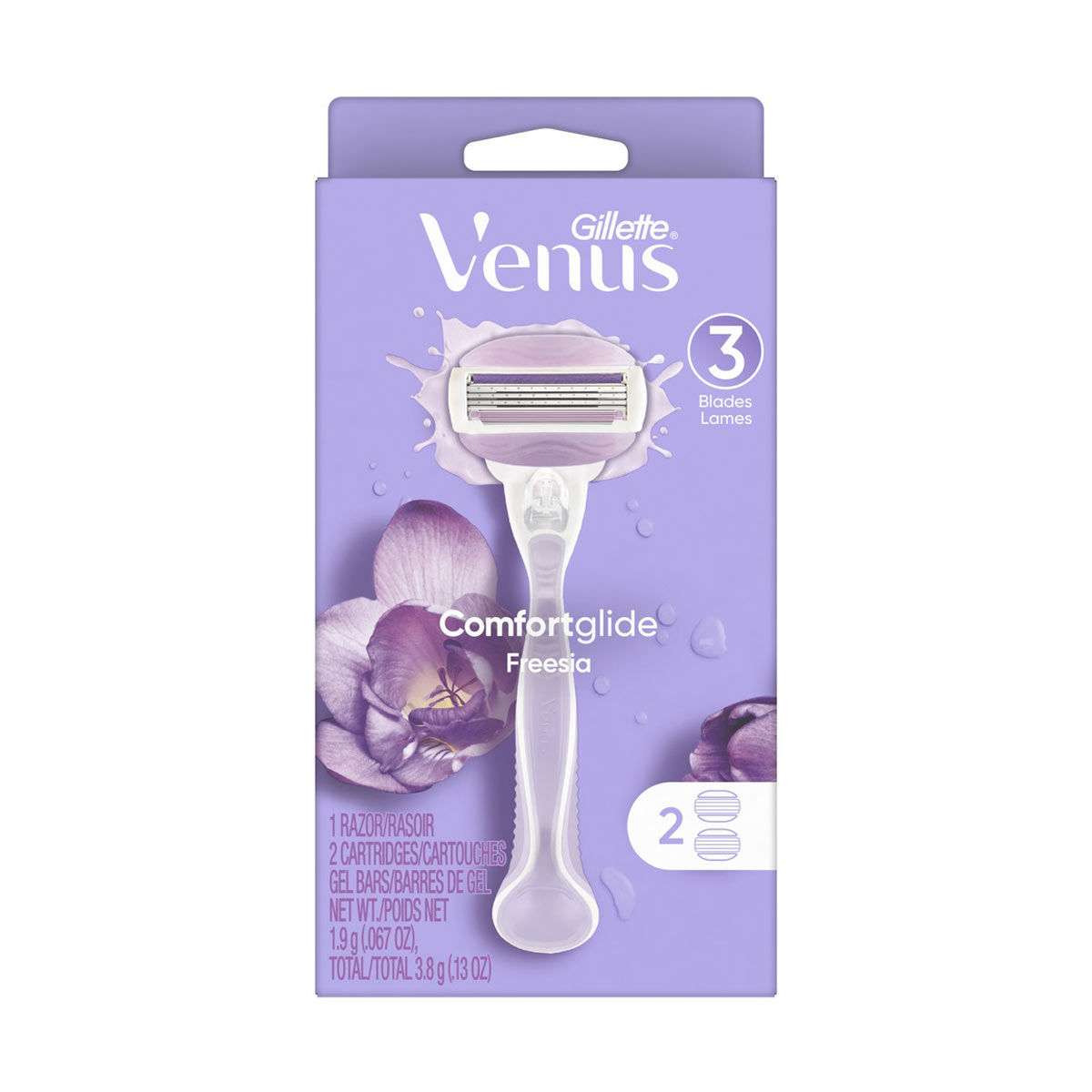 Gillette Venus Women's Comfortglide Freesia Razor Handle & 2 Cartridges