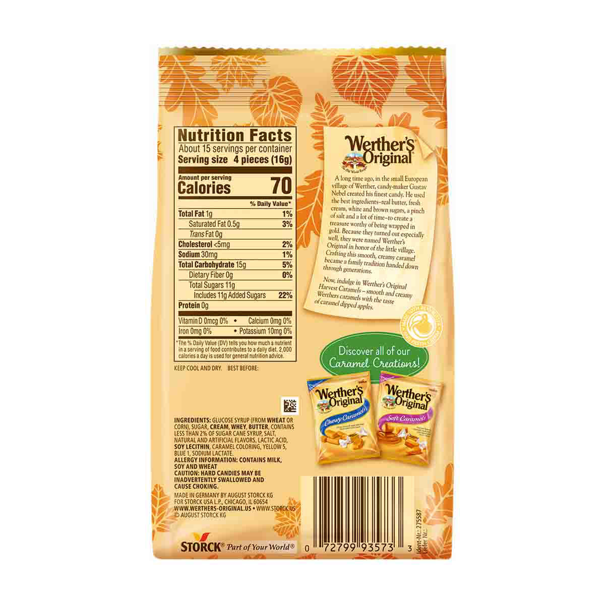 Werther's Original Harvest Caramels Hard Candies, Caramel
