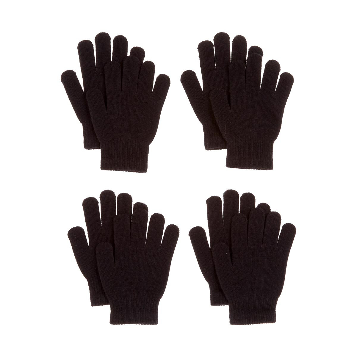 Knit Gloves in Black 4 pk