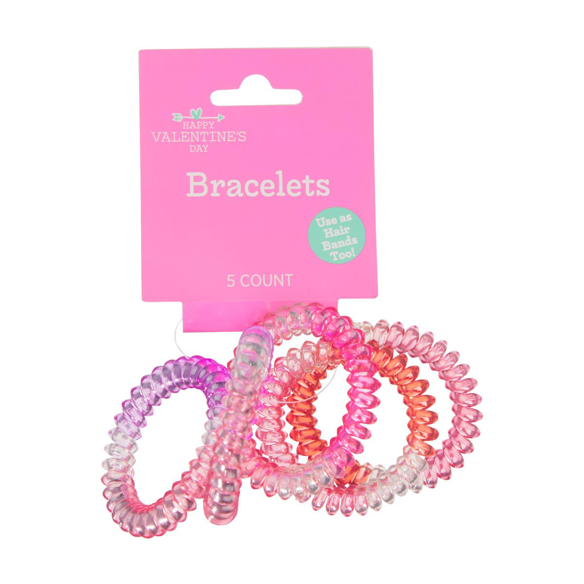 Happy Valentine's Day Spiral Bracelets, 5 ct
