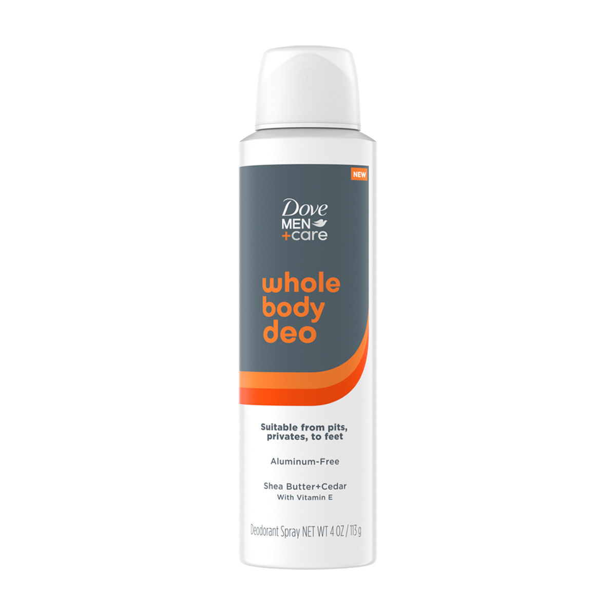 Dove Men+Care Whole Body Deo Aluminum-Free Deodorant Spray Shea Butter + Cedar Suitable from Pits, Privates, to Feet with Vitamin E 4 oz
