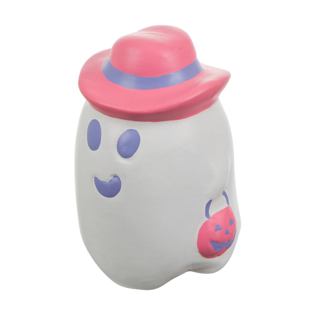 Halloween Ceramic Ghost with Pink Cowboy Hat 