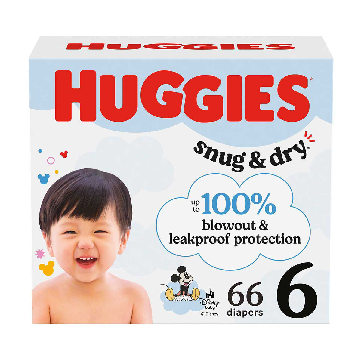 Huggies Snug & Dry Baby Diapers, Size 6 (35+ lbs), 66 Ct