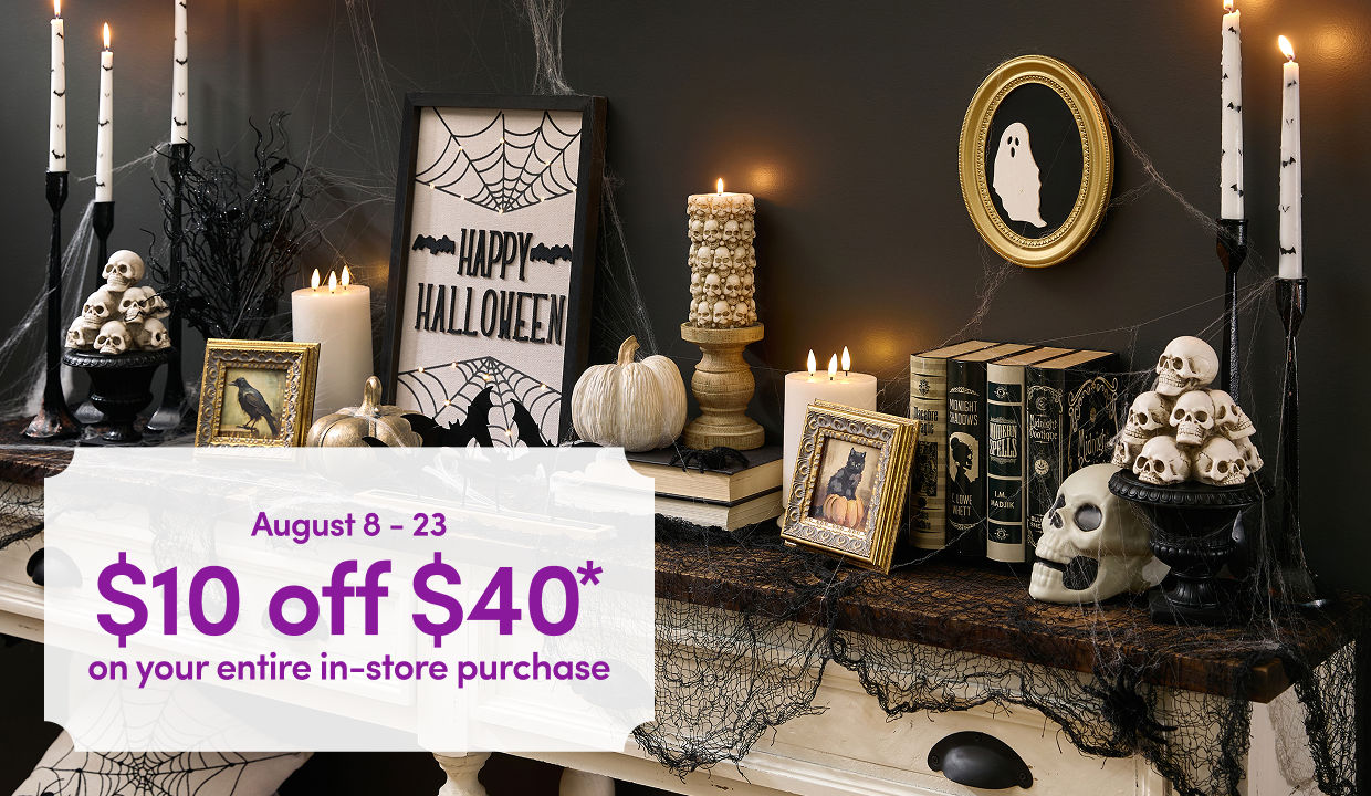 8/8 - 8/23: Get $10 off your in-store purchase of $40 or more. Valid only with coupon at participating pOpshelf stores. Not valid with any other pOpshelf coupons, gift cards, tobacco, alcohol, phone cards, or prepaid visa cards. Limit one offer per customer. No cash value. Other restrictions may apply.