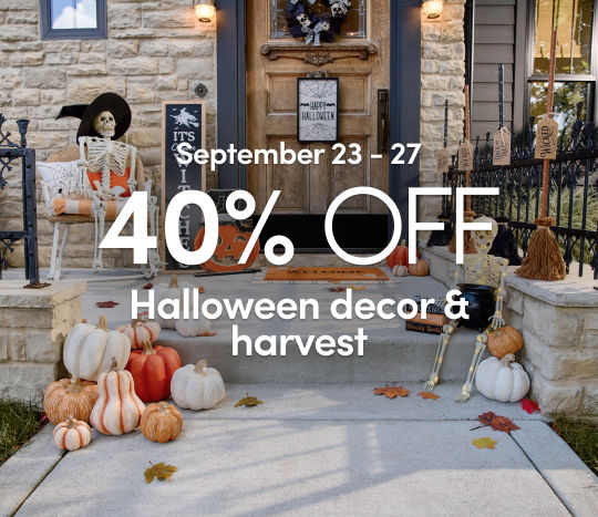 9/23 - 9/27: Falloween Deals - 40% off Halloween Decor & Harvest and BOGO 50% off all Native Products. Exclusions apply; see a store teammember for details. For BOGO deal, must buy 2 to receive offer; discount on product of equal or lesser value. 