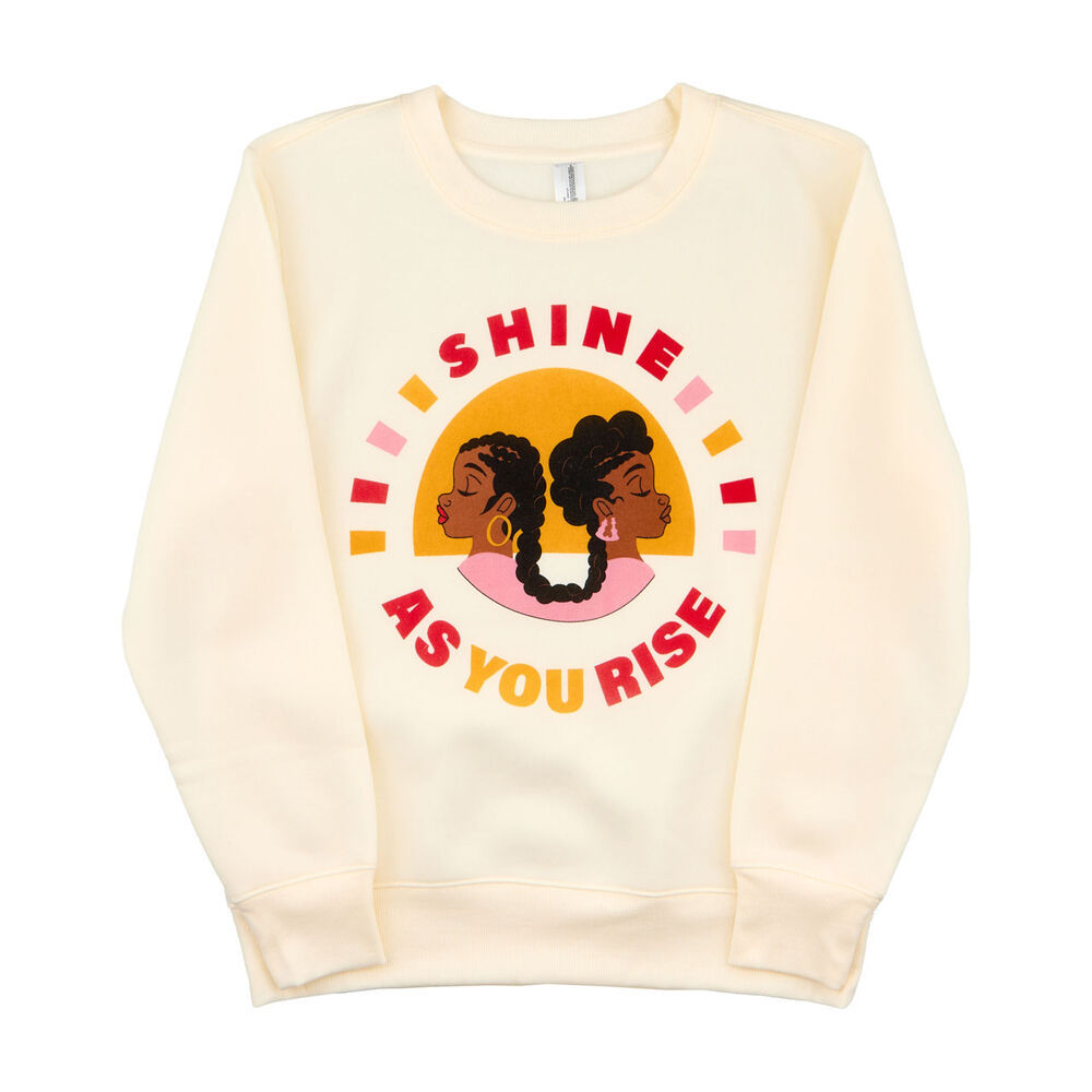 "Shine As You Rise" Black History Month Women's Cream Fleece Crew Sweatshirt