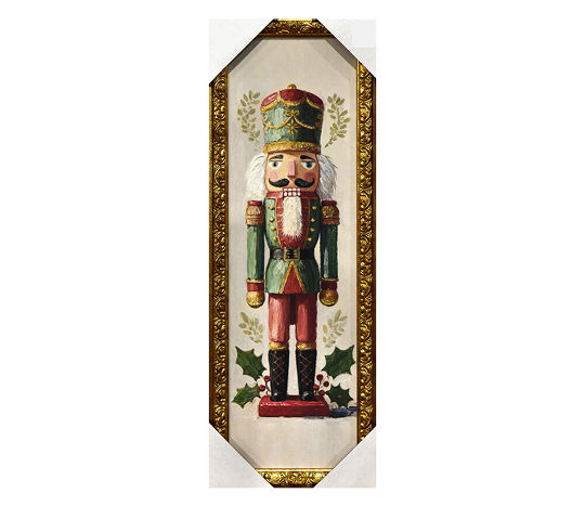 Christmas Green Nutcracker Framed Canvas Wall Art, 7x20 in