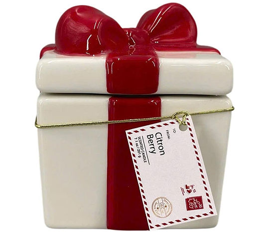 Christmas Citron Berry Scented Candle in Present-Themed Jar, 7.12 oz