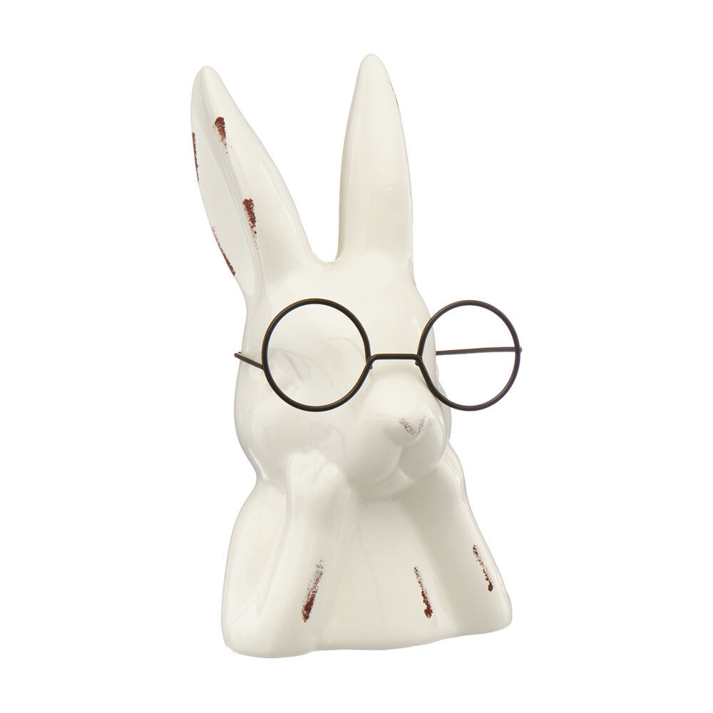 Ceramic Easter Bunny with Glasses, 7 in