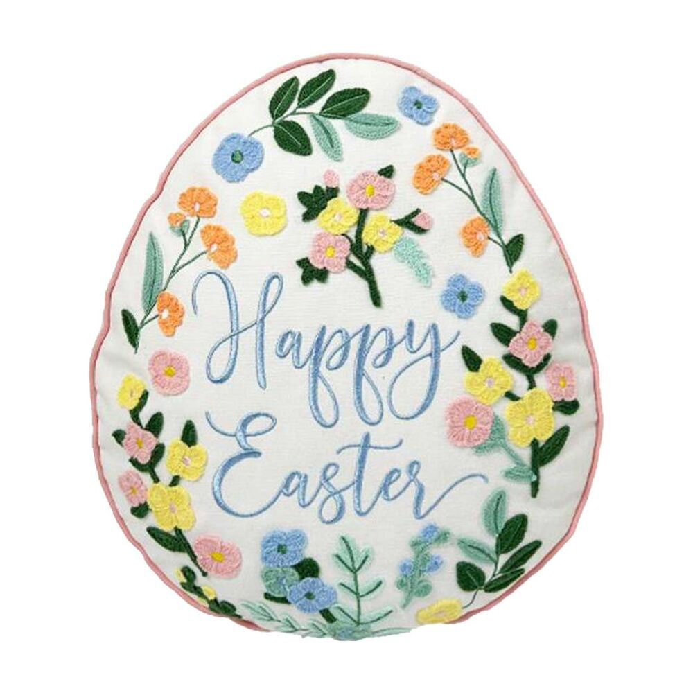 'Happy Easter' Floral Egg Pillow, 14 in