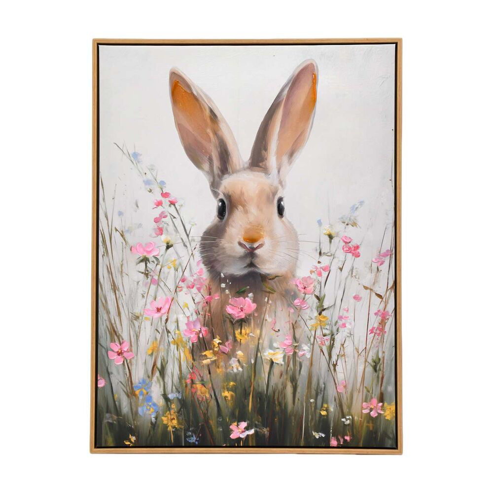 Easter Canvas Floral Bunny Wall Art, 24 in