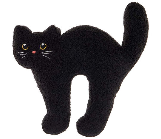 Halloween Black Cat Shaped Sherpa Decorative Throw Pillow