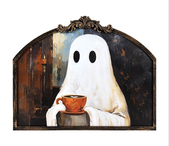 Halloween Ghost Coffee Framed Art, 20.5x16.5x1.12 in