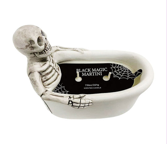 Black Magic Martini Skeleton Tub Ceramic Candle, 7.4 oz