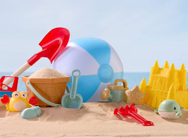 Sand pails, sand shovels, beach balls, sand toys, and water toys from pOpshelf.