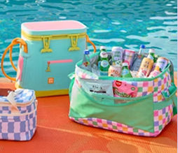Checkered print cooler filled with summer drinks from pOpshelf.