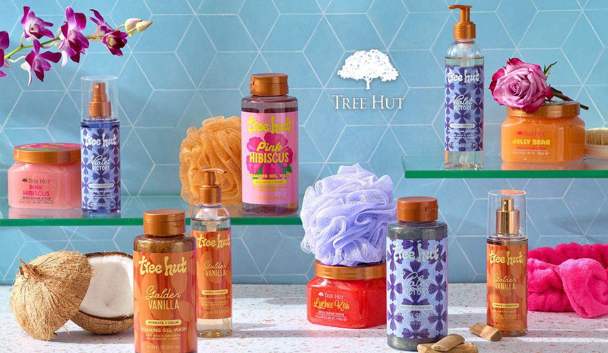 Tree Hut bath & body products in a variety of iconic scents.