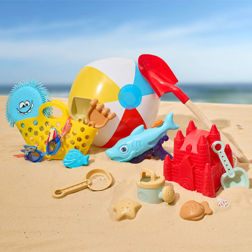 Sand pails, sand shovels, beach balls, sand toys, and water toys from pOpshelf.