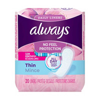 Always Thin Daily Liners Regular Clean Scent Wrapped, 20 Count