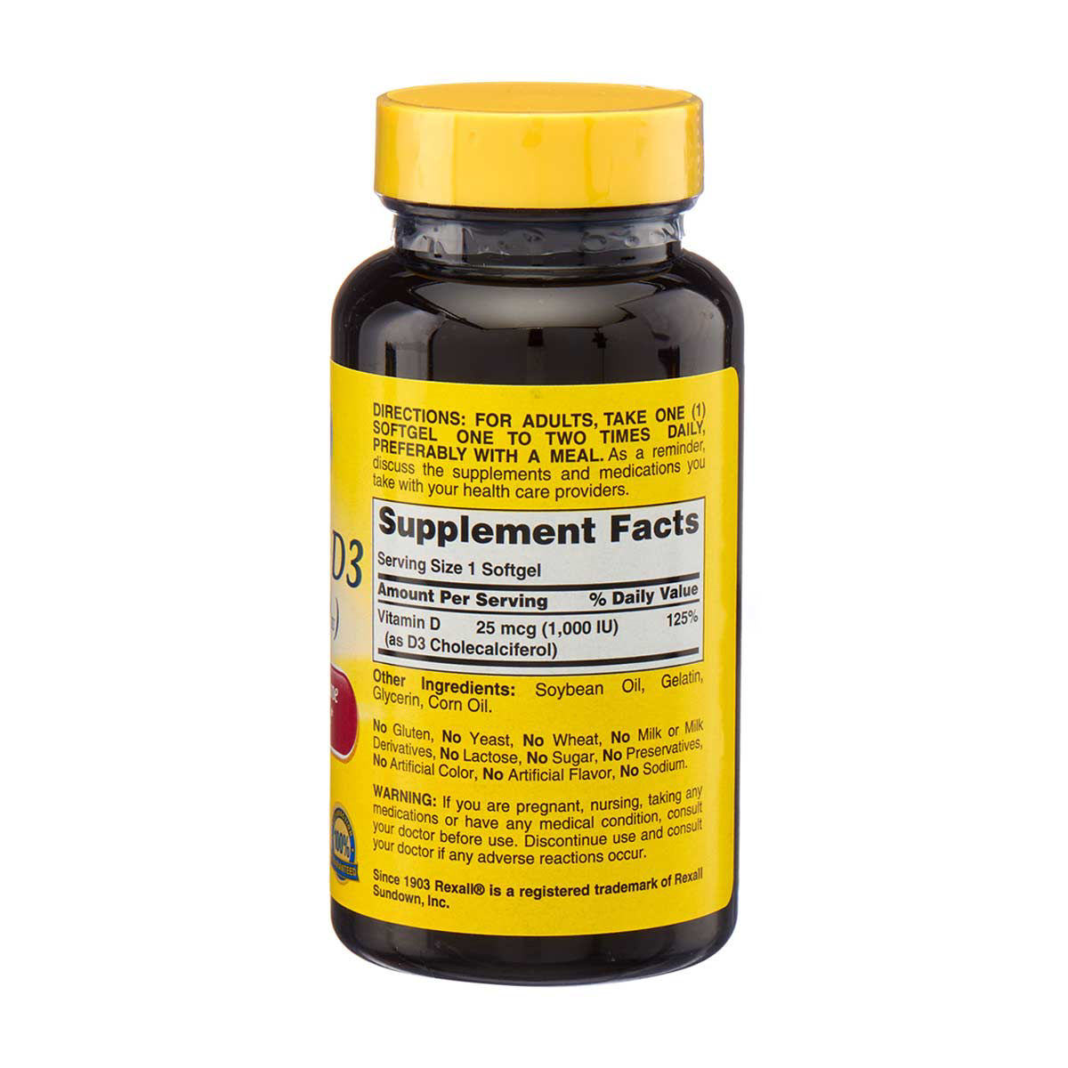 Rexall Vitamin D3 Softgels, 120 ct