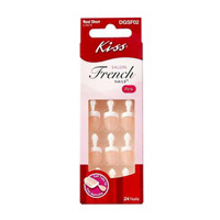 Kiss Salon French Nails with Tabs, Real Short Length, Natural Pink, 24 ct