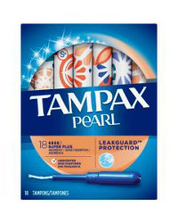 Tampax Pearl Tampons, with LeakGuard Braid, Super Plus Absorbency, Unscented, 18 Count