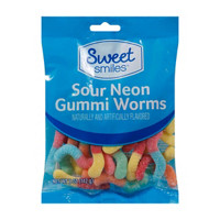 Sweet Smiles Sour Neon Gummi Worms, 5 oz