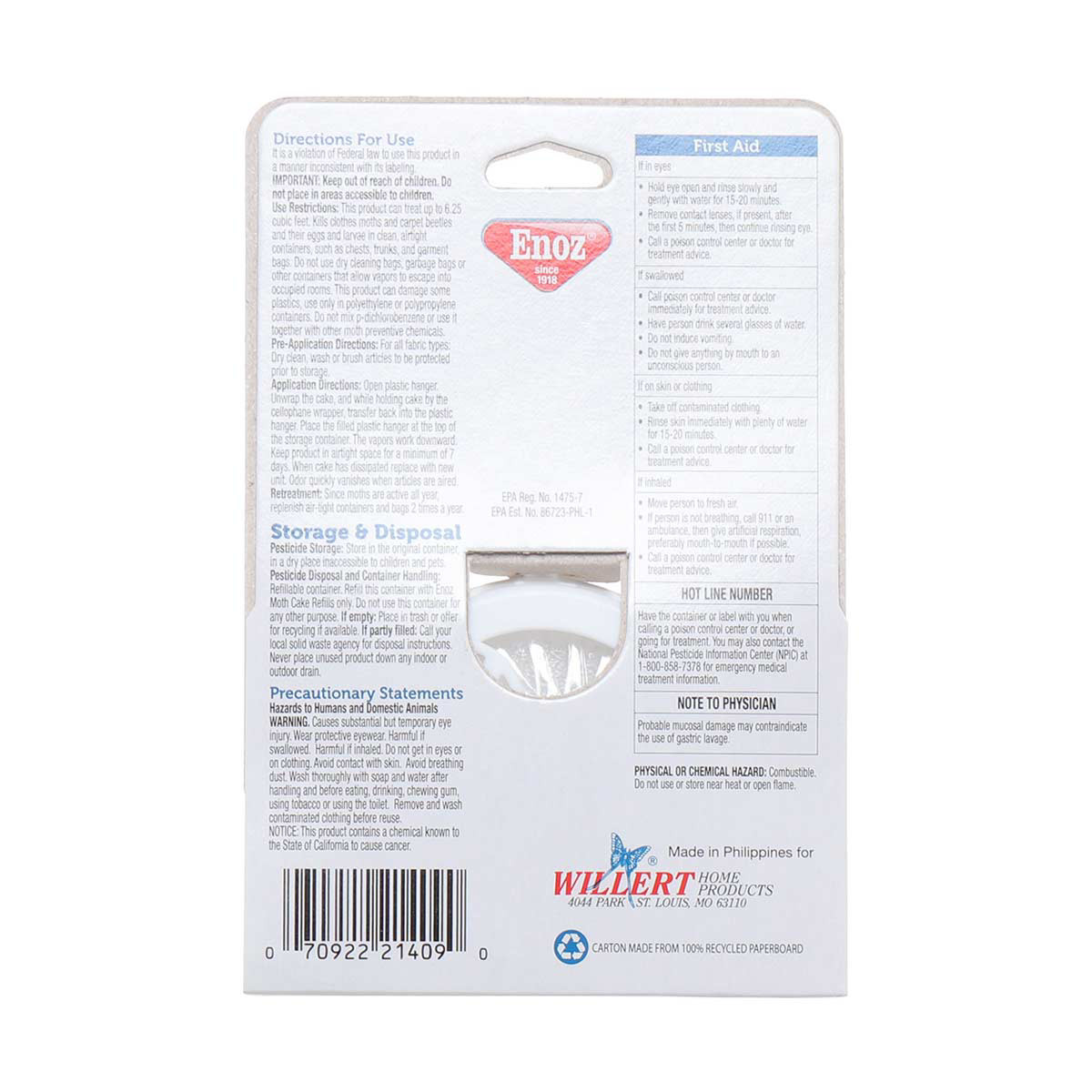 Enoz Moth Cake Hanger, 2oz.