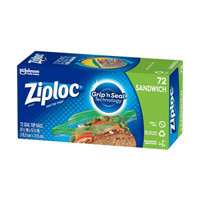 Ziploc Brand Sandwich Bags with Grip 'n Seal Technology, 72 Count
