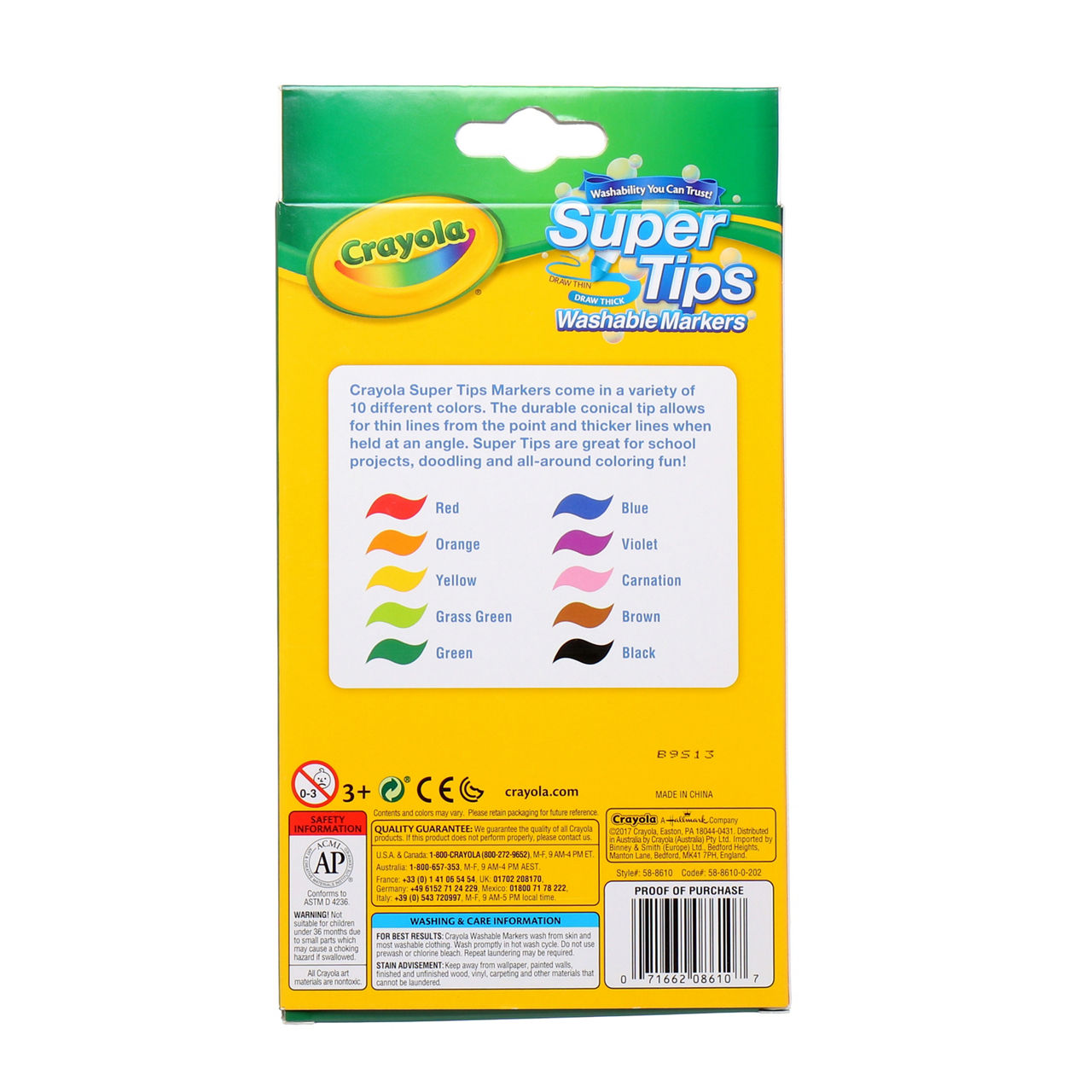  Crayola Super Tips Markers, Washable Markers, 10Count