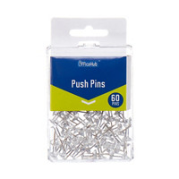 Clear Push Pins, 60 Count