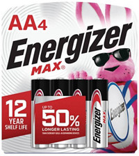 Energizer MAX AA Alkaline Batteries, 4 Count
