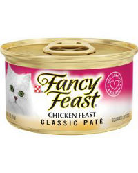 Purina Fancy Feast Grain Free Pate Wet Cat Food, Classic Pate Chicken Feast, 3 oz Can