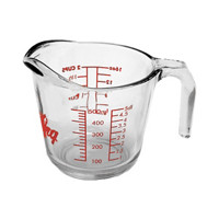 Glass Open-Handle Measuring Cup with Red Decoration, 2