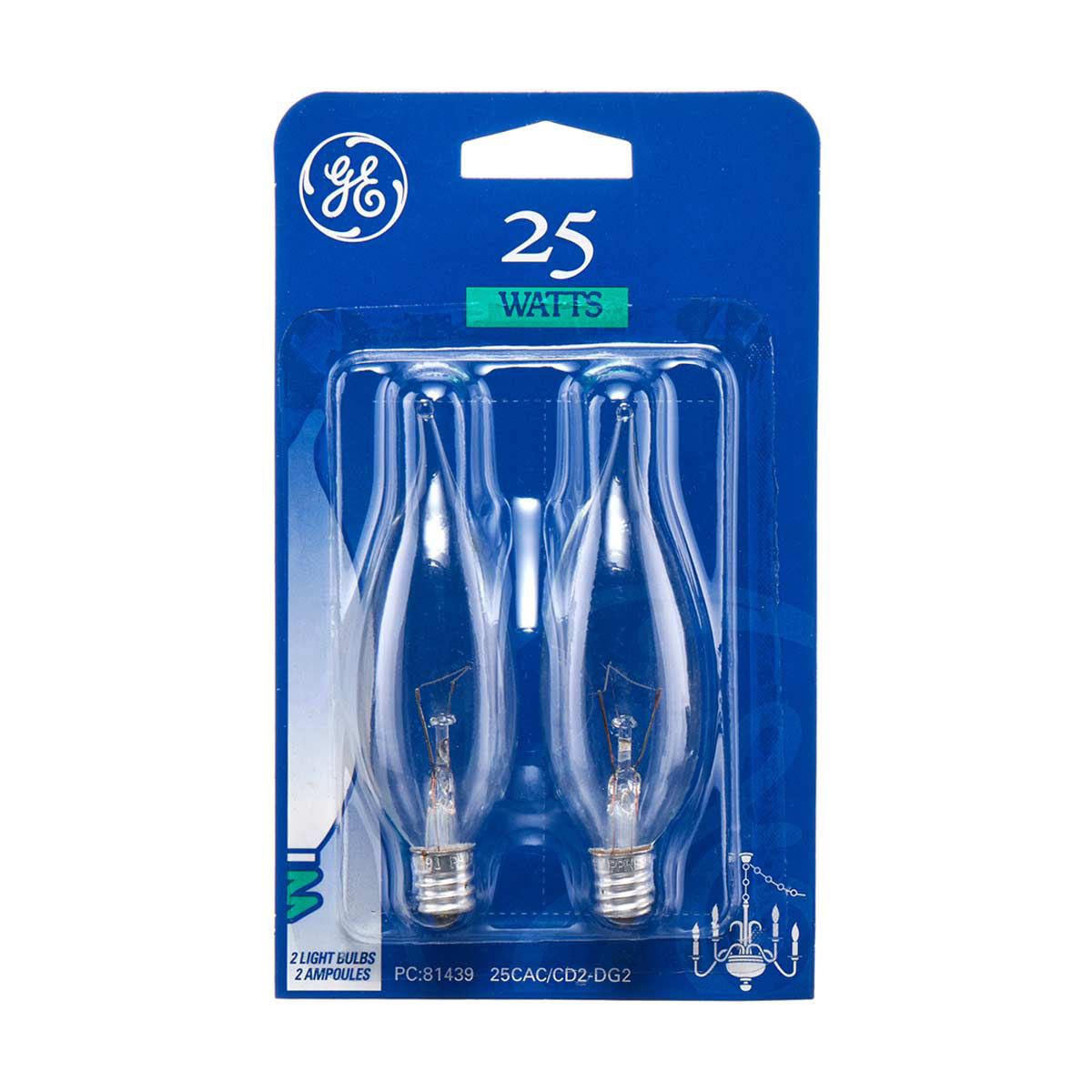 GE 25W Decorative Candle Bulb, 2 Pack